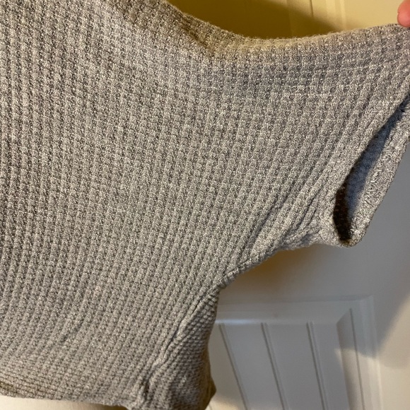 Razorback Football Crop Top Waffle Knit Shirt Gray Sz Medium Tie Knot Arkansas - Picture 4 of 5